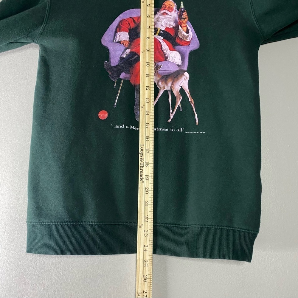 coca cola santa ugly Christmas sweater crewneck sweatshirt‎ xs dark green retro - Picture 5 of 9